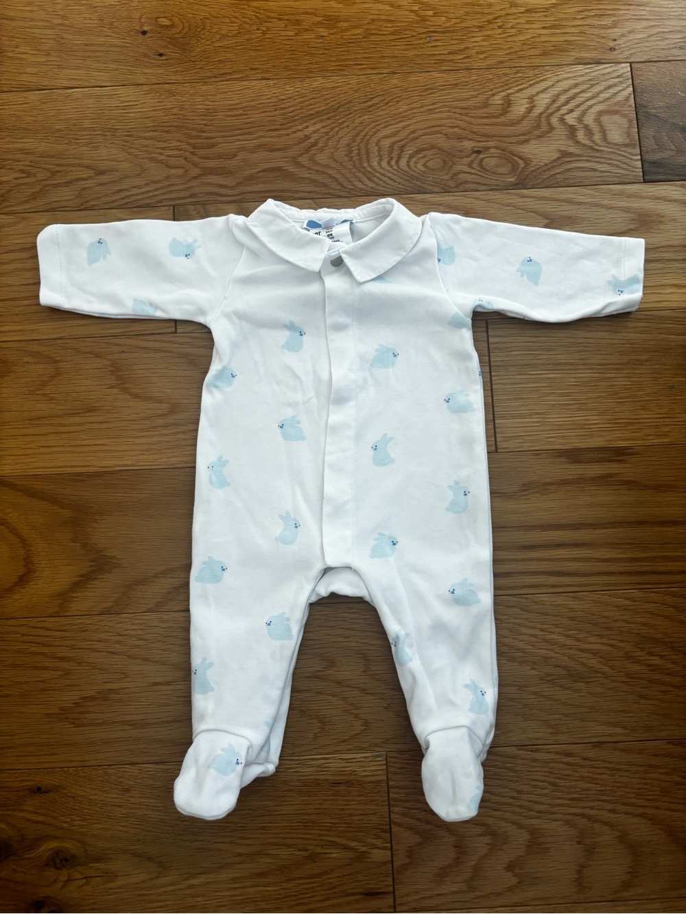 Jacadi Baby One Piece with Light Blue Rabbit Print
